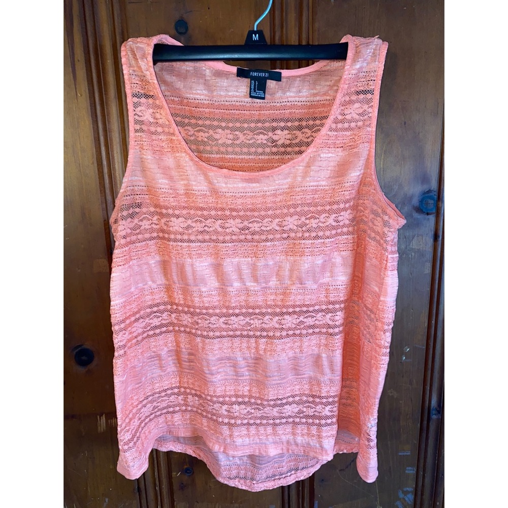 Coral Lacy Tank Top